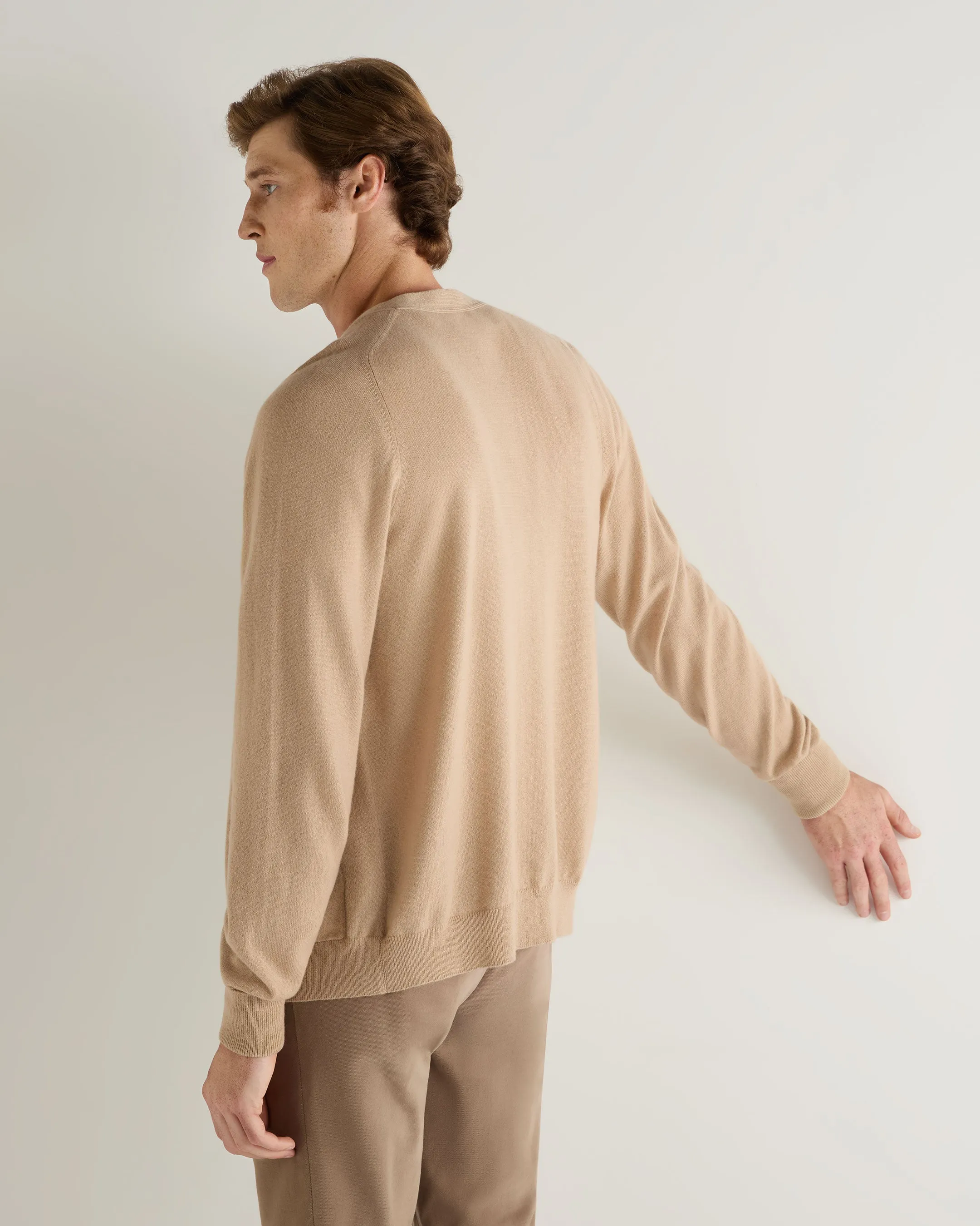 007 Goldfinger V Neck Cardigan Camel Brown