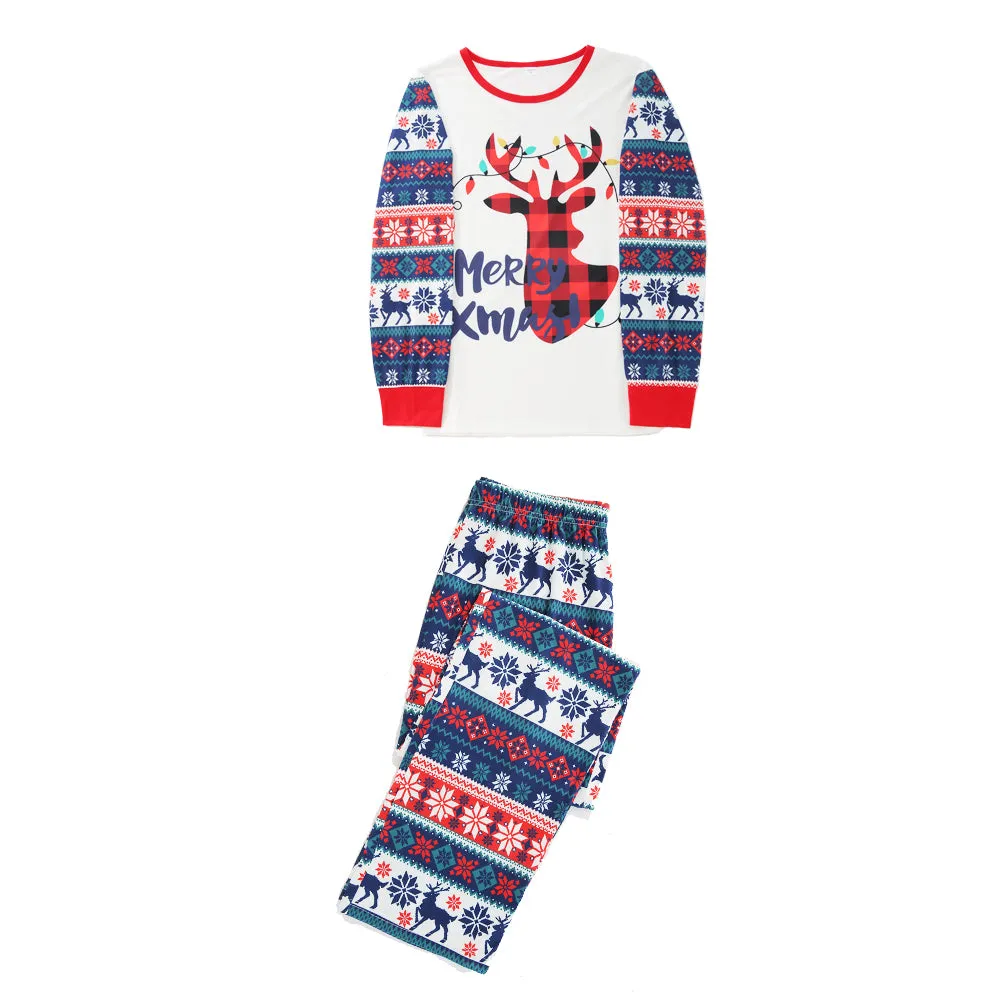 2022 Christmas Family Pajamas Christmas Cartoon Deer Print Family Pajamas Set