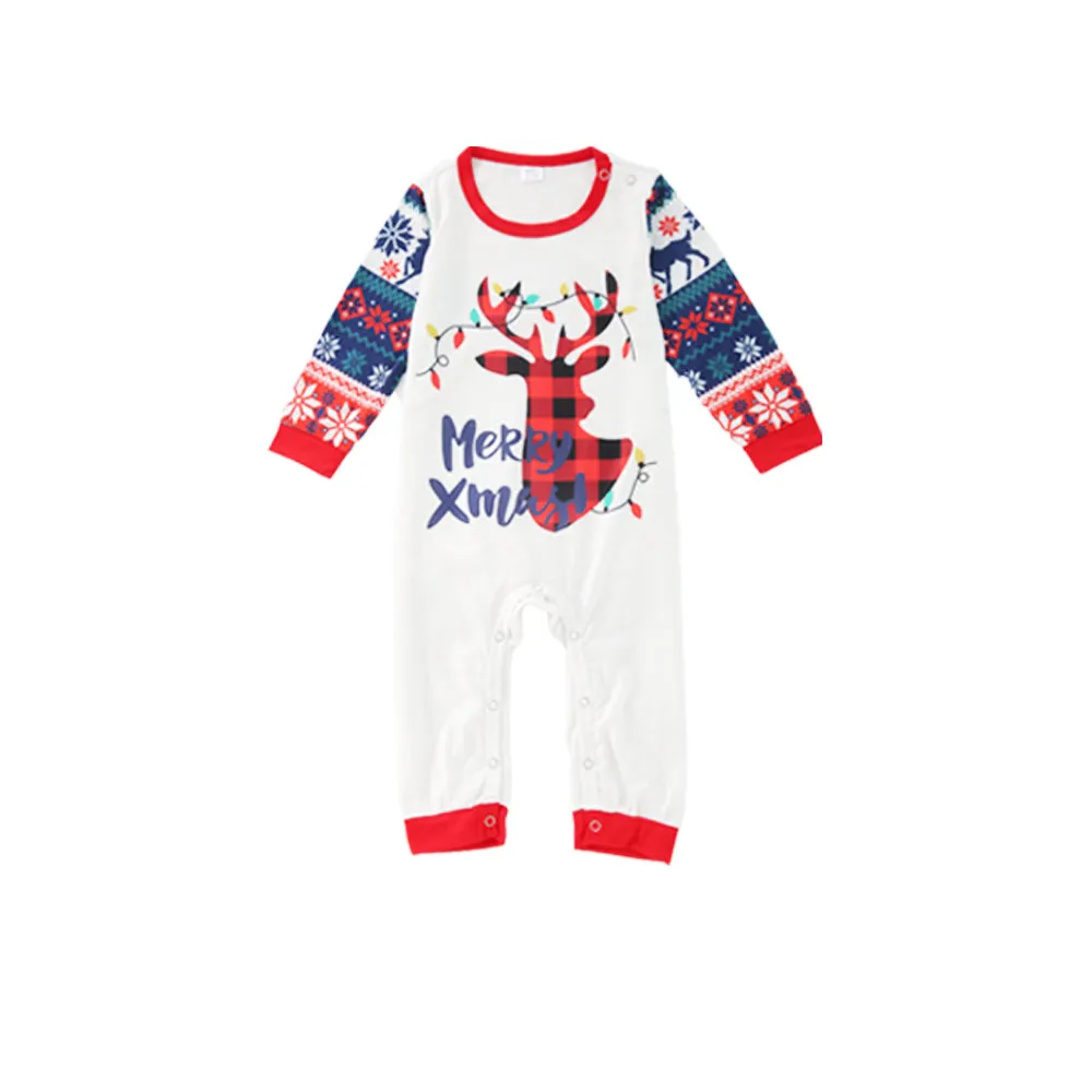 2022 Christmas Family Pajamas Christmas Cartoon Deer Print Family Pajamas Set