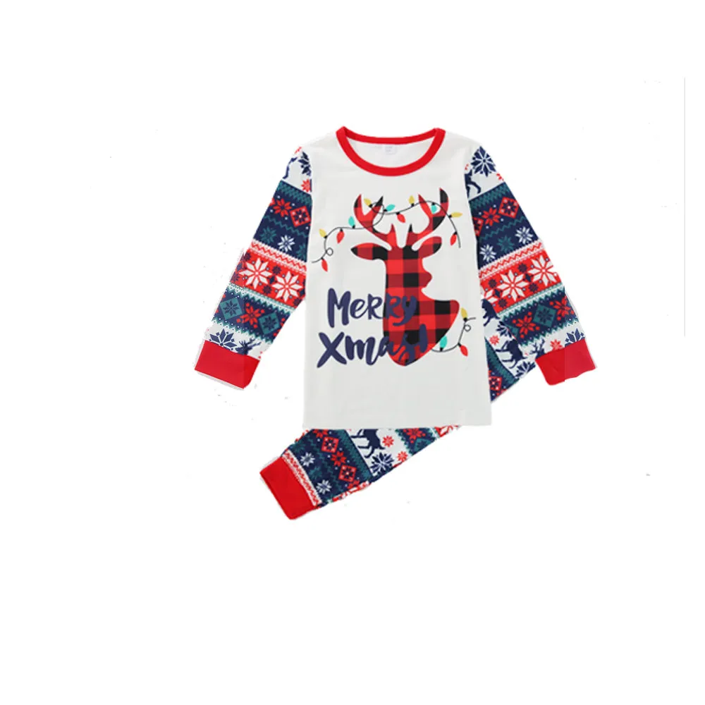 2022 Christmas Family Pajamas Christmas Cartoon Deer Print Family Pajamas Set