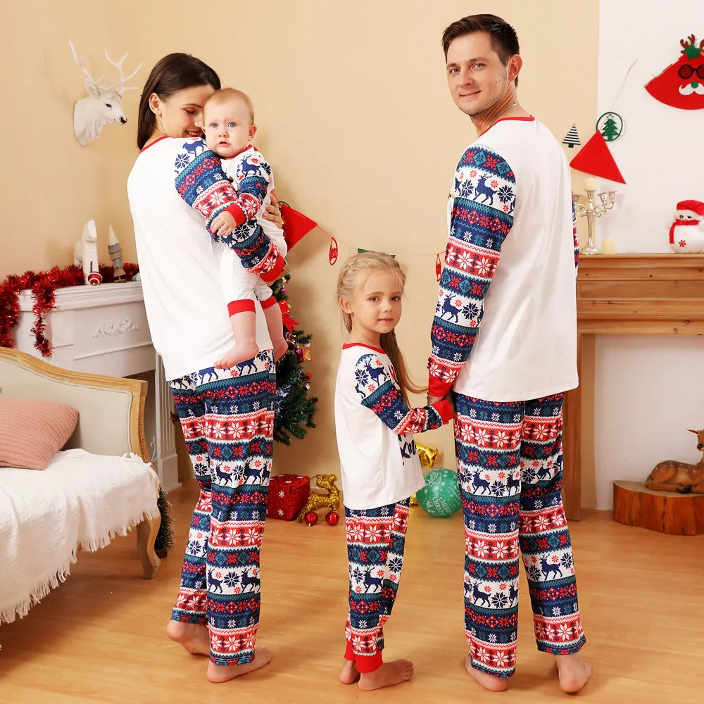 2022 Christmas Family Pajamas Christmas Cartoon Deer Print Family Pajamas Set