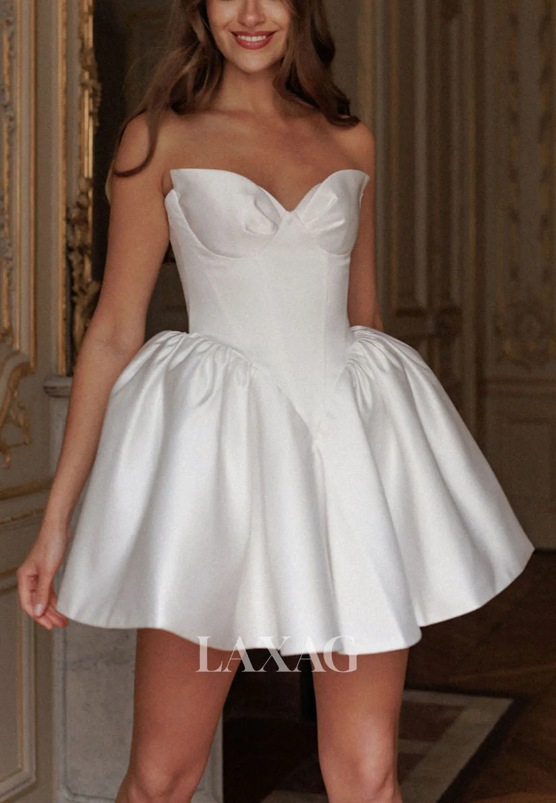 23149 - A-Line Strapless Sleek Satin Elegant Party Homecoming Dress