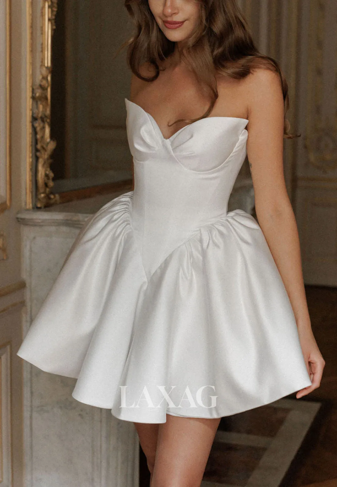 23149 - A-Line Strapless Sleek Satin Elegant Party Homecoming Dress