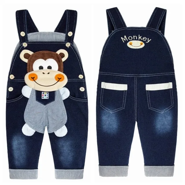 Adorable Animal-Themed Denim Overalls Romper