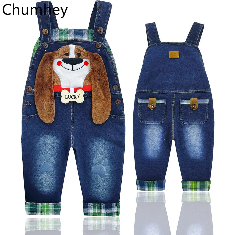 Adorable Animal-Themed Denim Overalls Romper