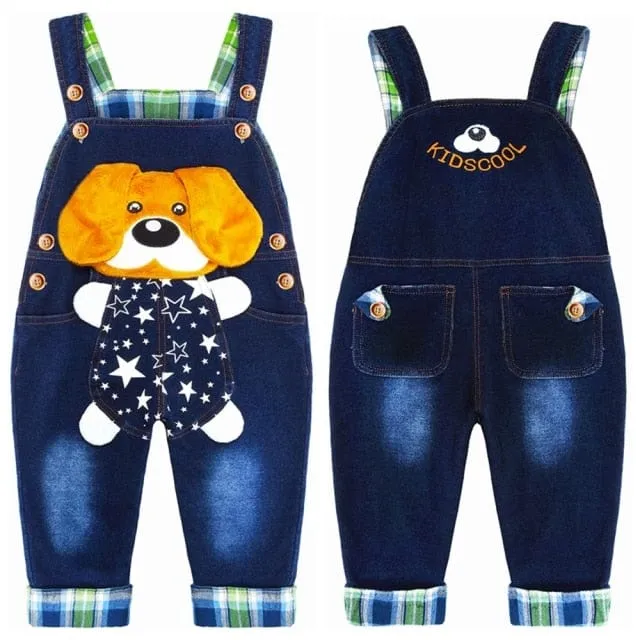 Adorable Animal-Themed Denim Overalls Romper