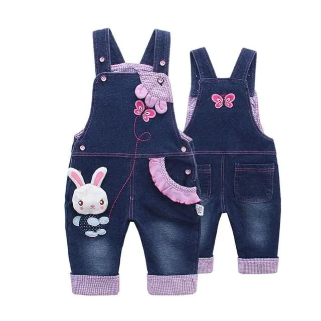 Adorable Animal-Themed Denim Overalls Romper