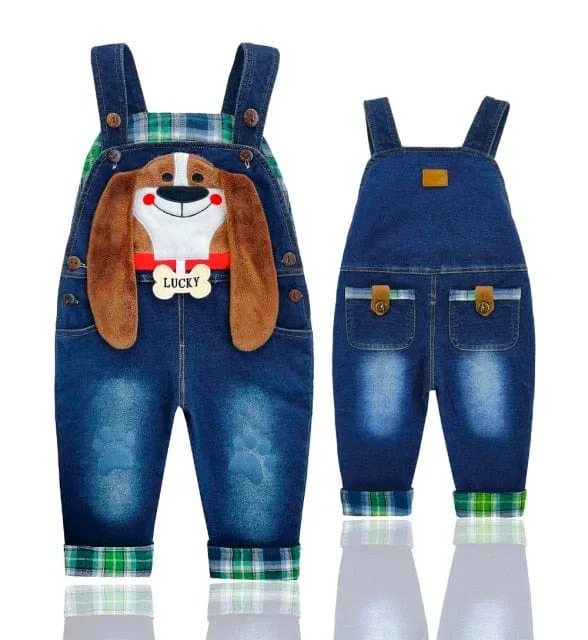 Adorable Animal-Themed Denim Overalls Romper