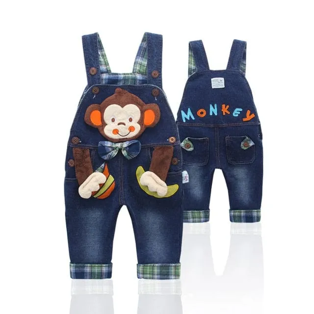 Adorable Animal-Themed Denim Overalls Romper