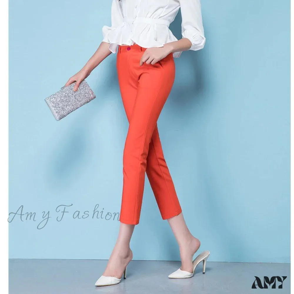 Amy Fashion - Slim Straight All Match Casual Capris Pants