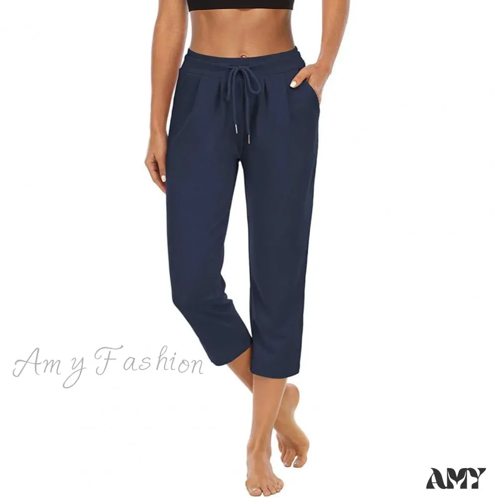 Amy Fashion - Solid Color Capri Pants