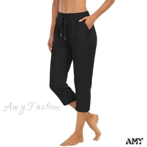 Amy Fashion - Solid Color Capri Pants