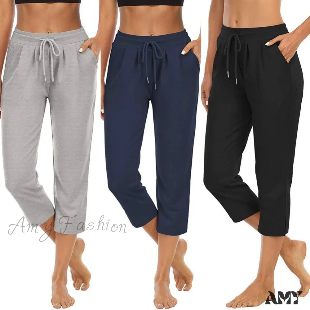 Amy Fashion - Solid Color Capri Pants