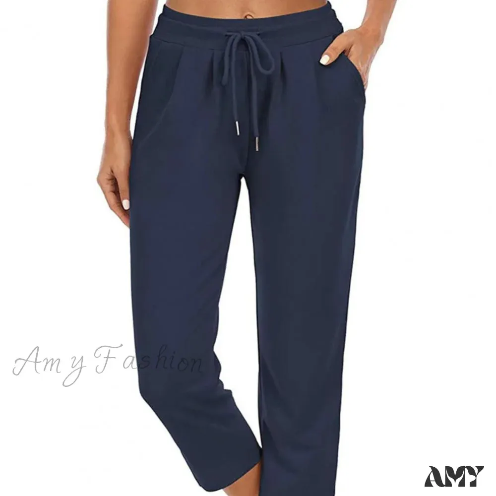 Amy Fashion - Solid Color Capri Pants