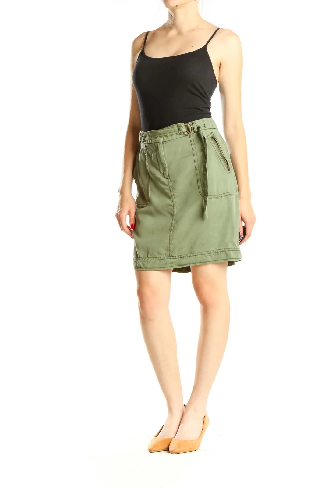 Army Green Chic Cargo Skirt