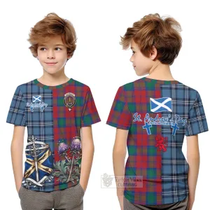 Auchinleck (Affleck) Tartan Kid T-Shirt Happy St. Andrew's Day Half Tartan Style