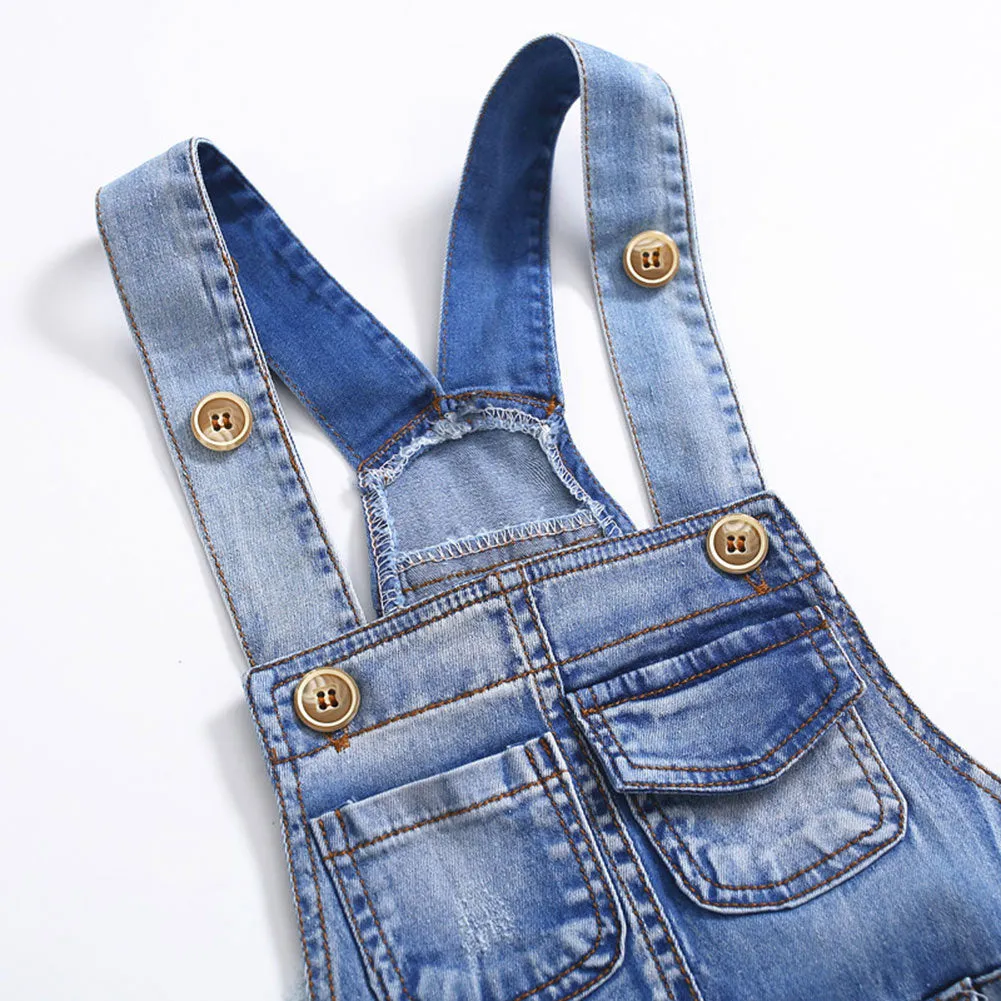 Baby Girl Boy Jeans Overalls Summer Denim Shortalls