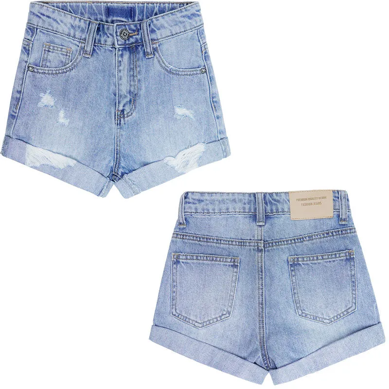 Baby Girls Jeans Shorts,Ripped Rolled Cuff Hem Cute Summer Denim Pants