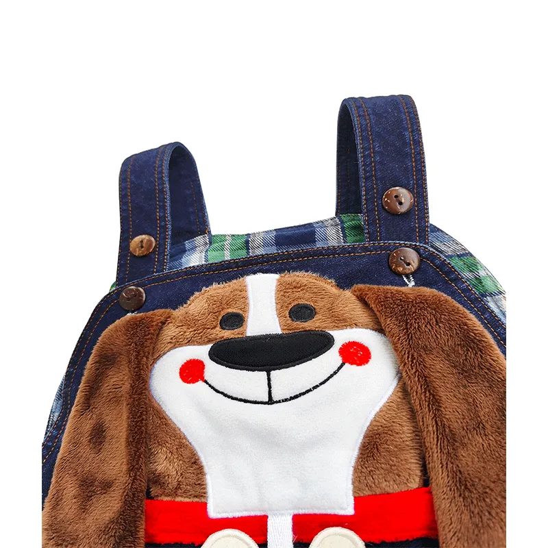 Baby Jeans Overalls Lucky Dog 3D Cartoon Soft Knitted