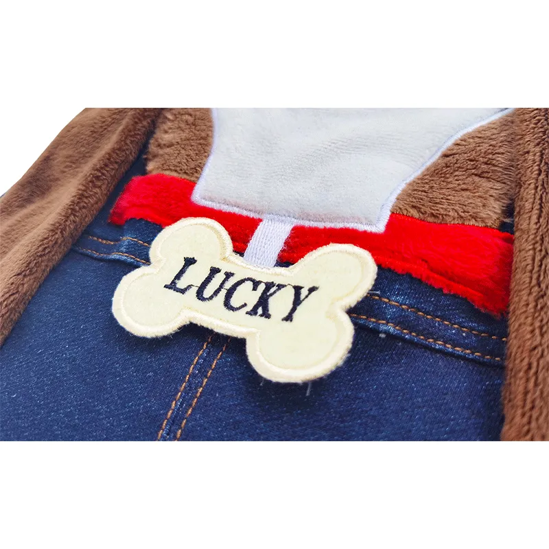 Baby Jeans Overalls Lucky Dog 3D Cartoon Soft Knitted