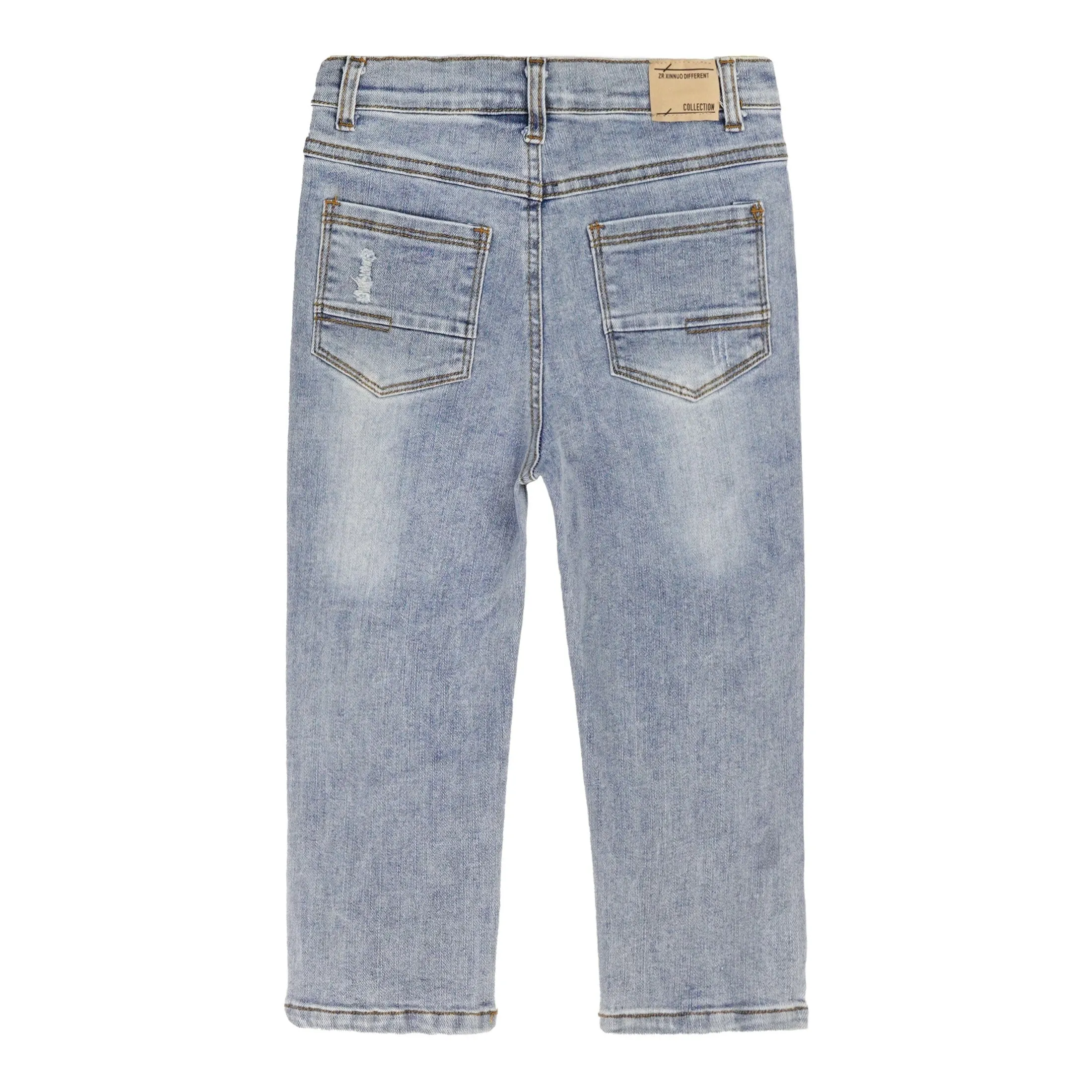 Baby Little Boy Slim Fit Jeans Little Kid Ripped Elastic Band Inside Denim Pants