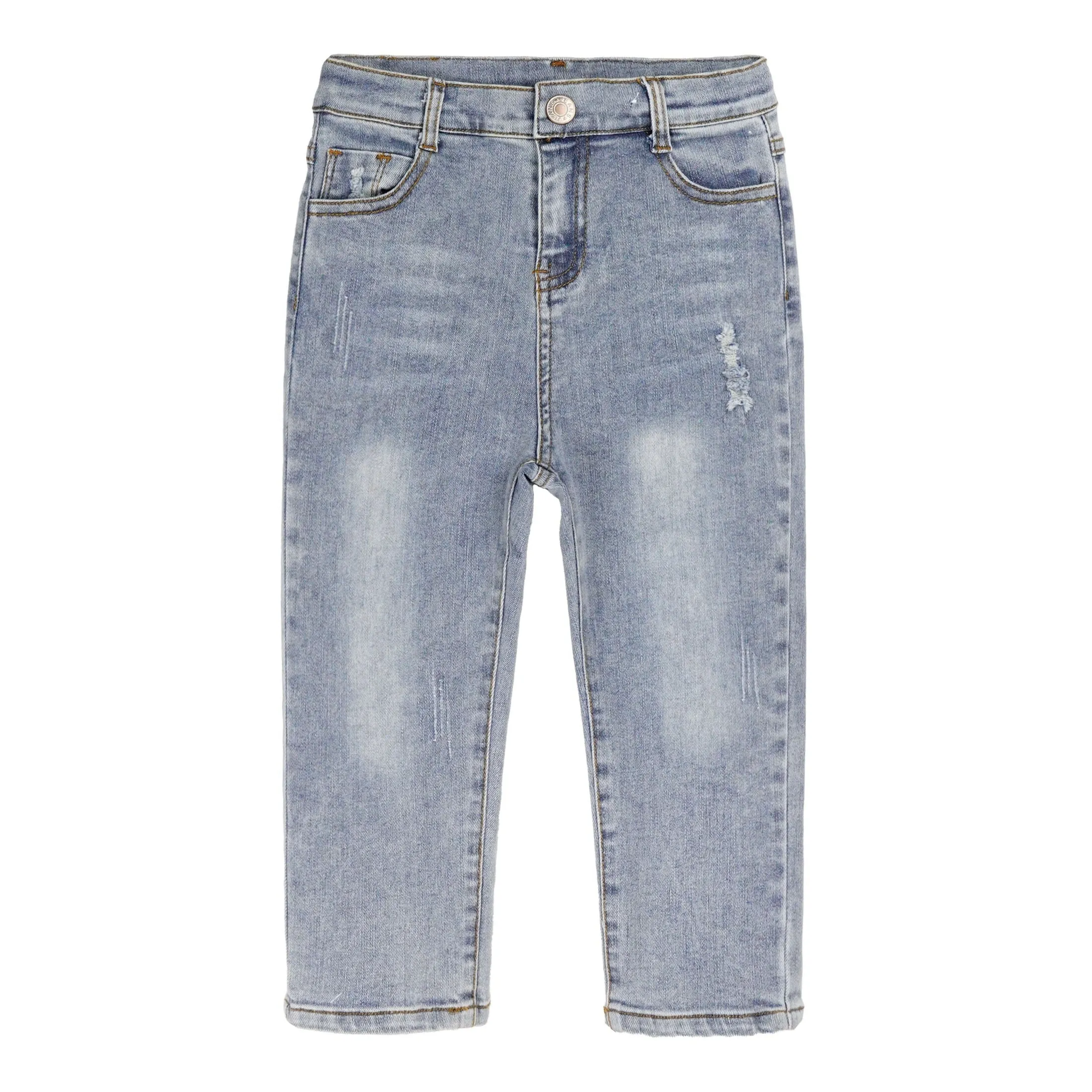 Baby Little Boy Slim Fit Jeans Little Kid Ripped Elastic Band Inside Denim Pants