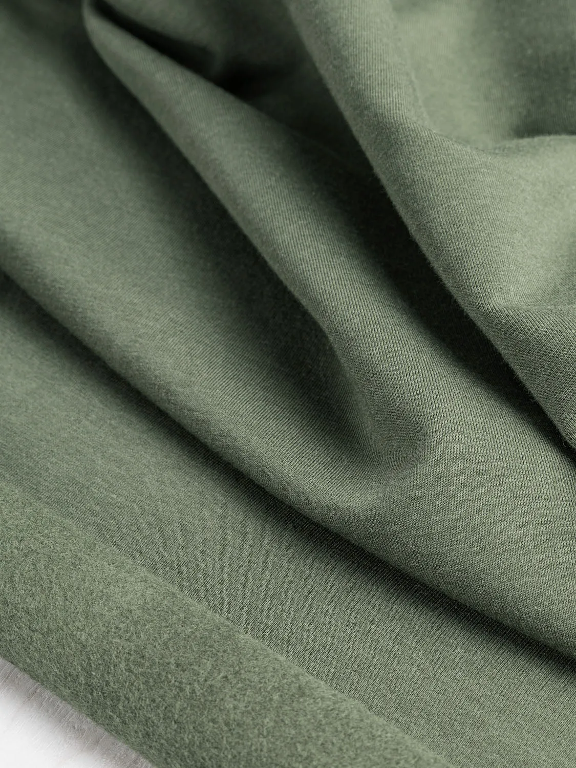 Bamboo Cotton Stretch Fleece - Moss Green - Swatch