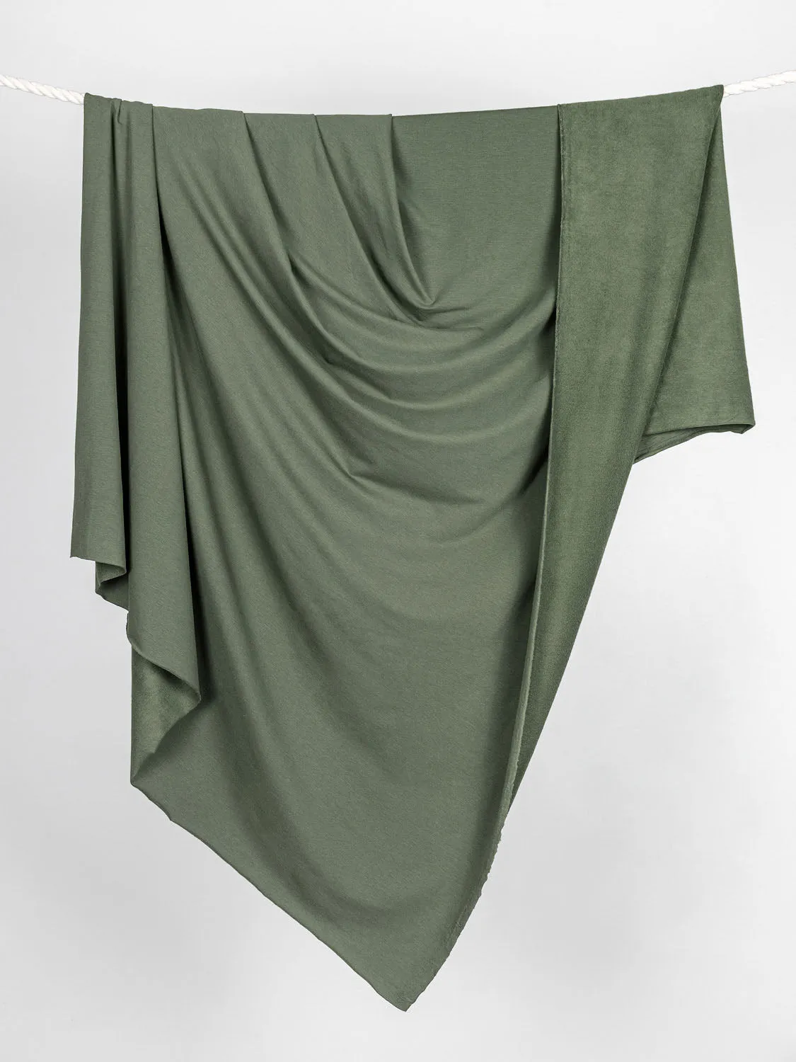 Bamboo Cotton Stretch Fleece - Moss Green - Swatch