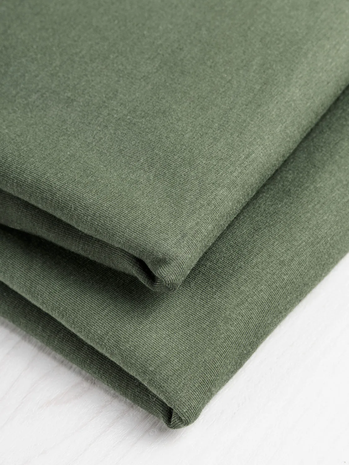 Bamboo Cotton Stretch Fleece - Moss Green - Swatch