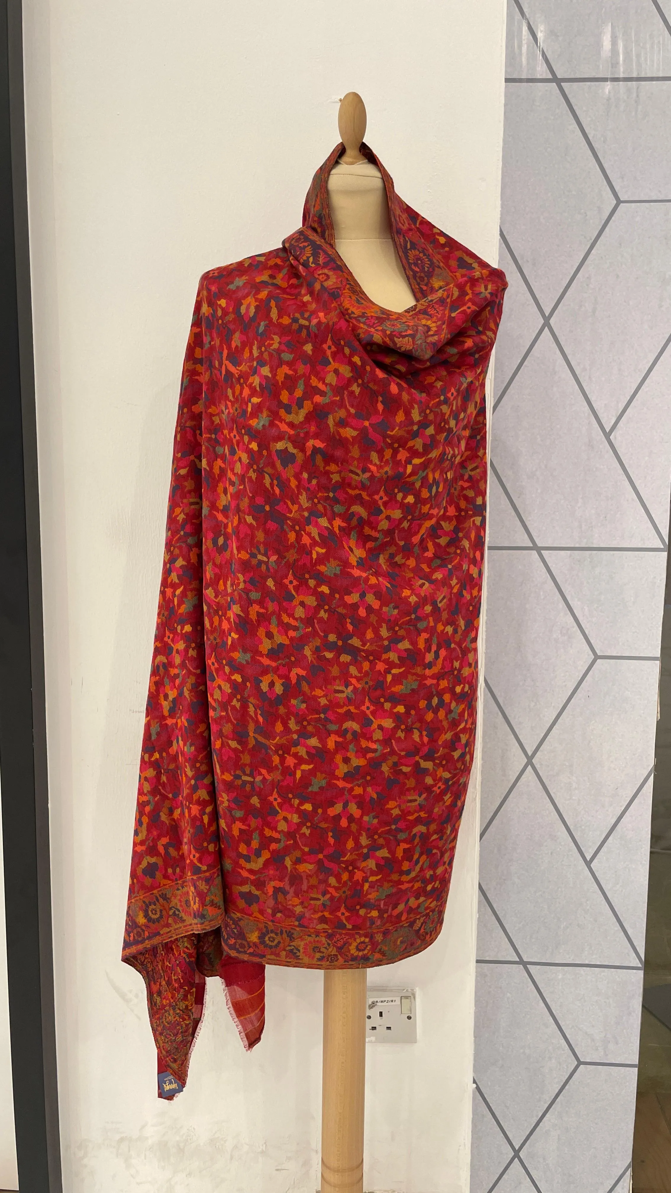 Bhoomi Red & Beige Cashmere Shawl