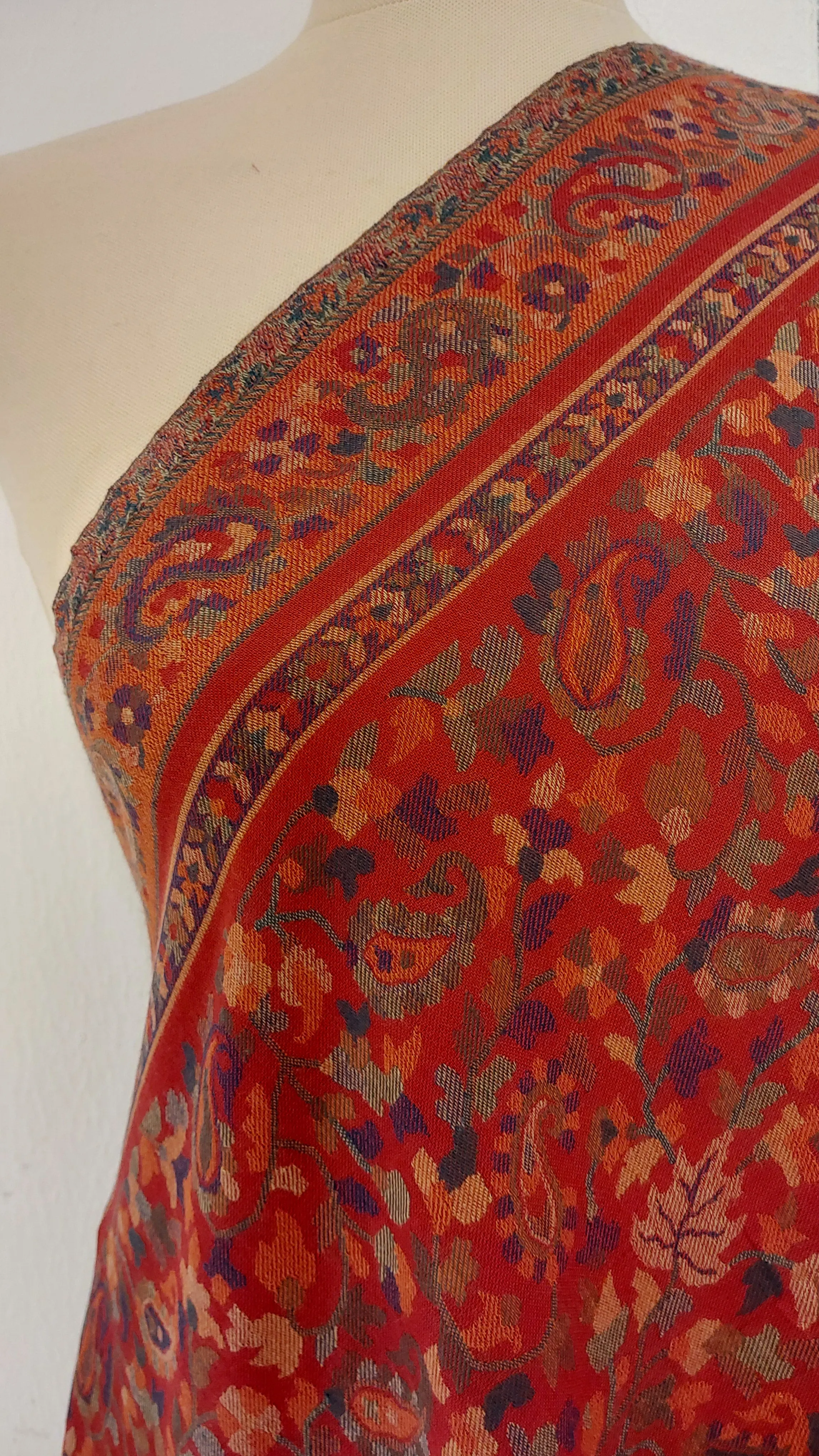 Bhoomi Red & Beige Cashmere Shawl