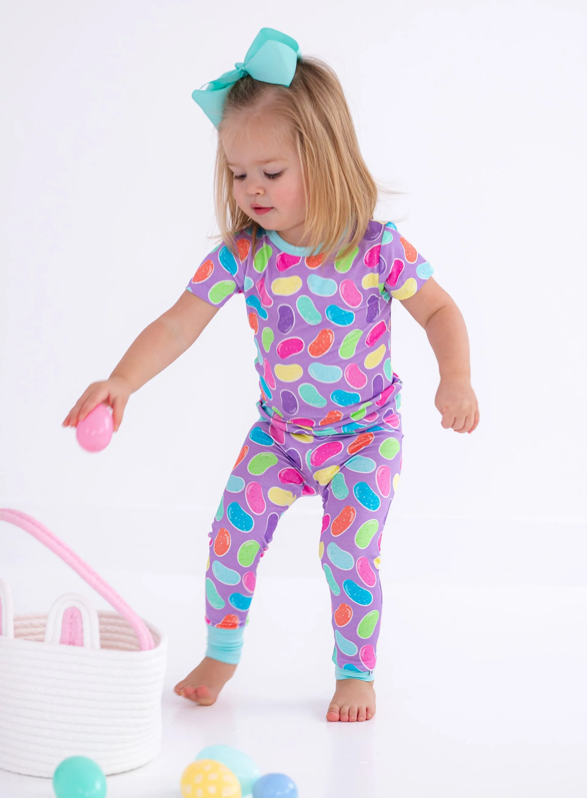 Birdie Bean Easter Jellybeans Julie Print 2-piece Short Sleeve Kids Pajamas with Pants