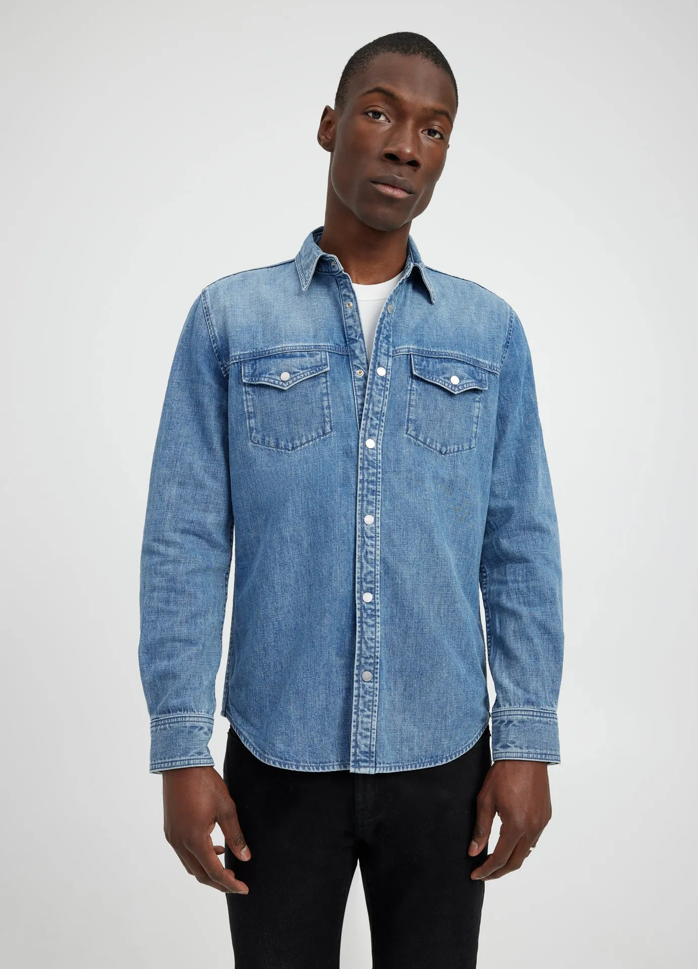 Bleached Denim Shirt Light Blue