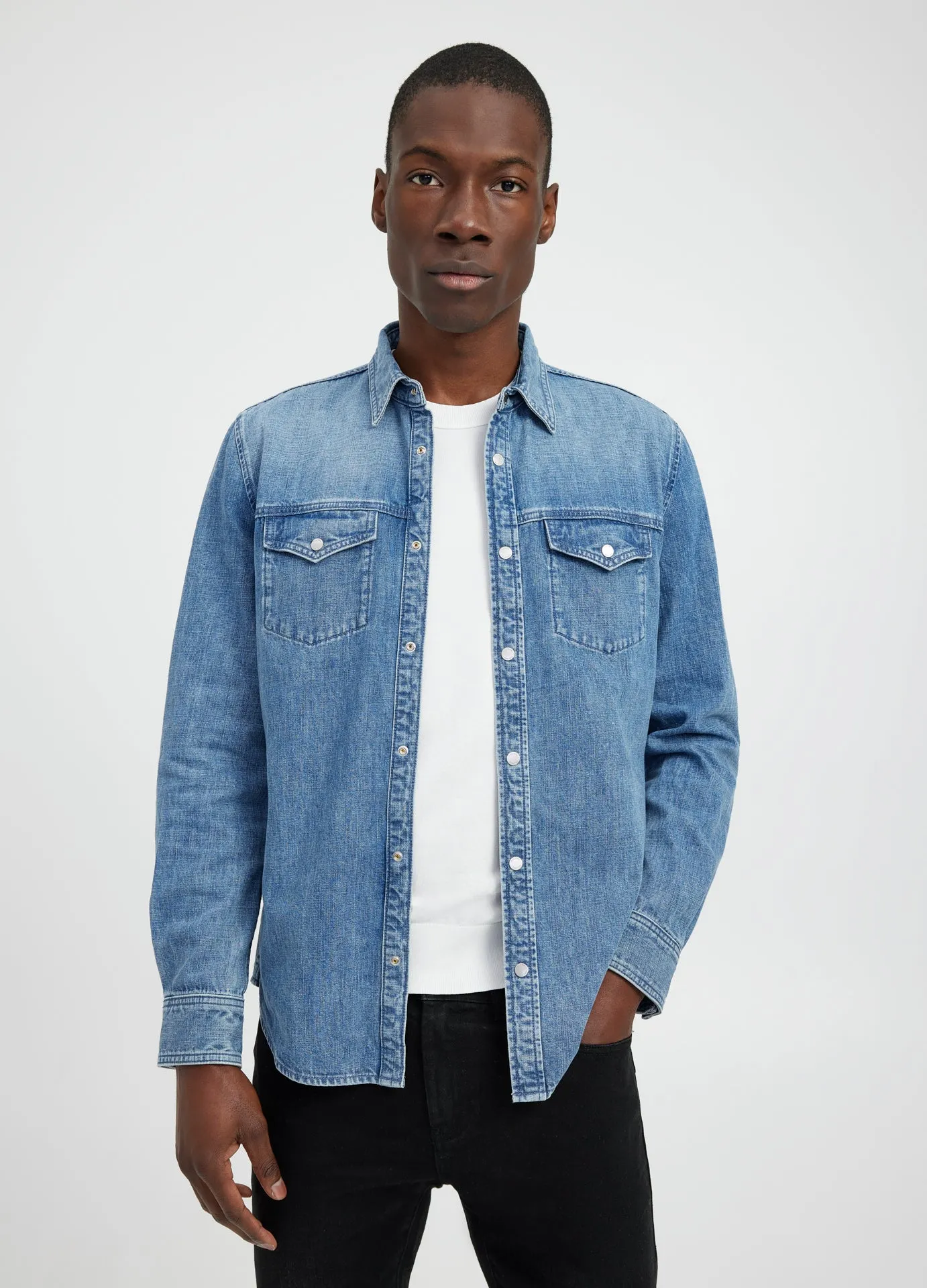 Bleached Denim Shirt Light Blue