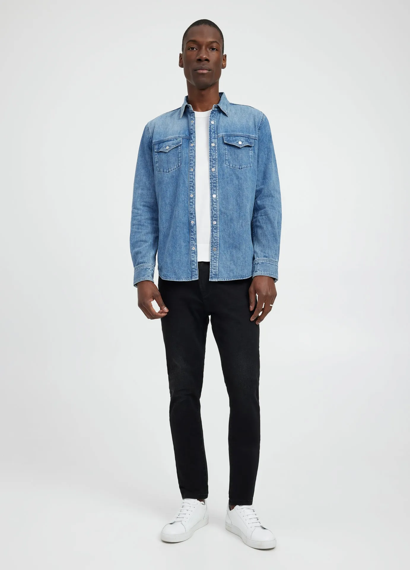 Bleached Denim Shirt Light Blue