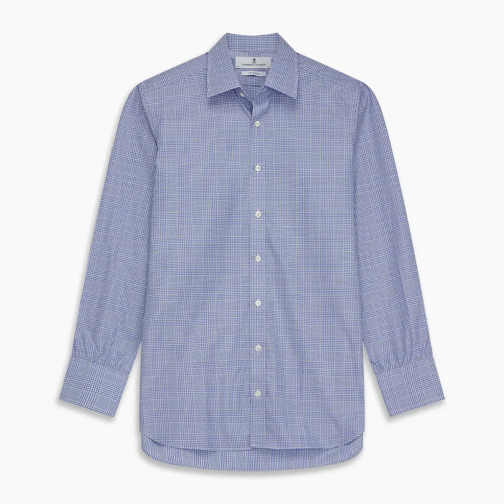 Blue Check Shirt with T&A Collar and 3-Button Cuffs