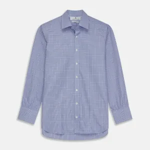 Blue Check Shirt with T&A Collar and 3-Button Cuffs