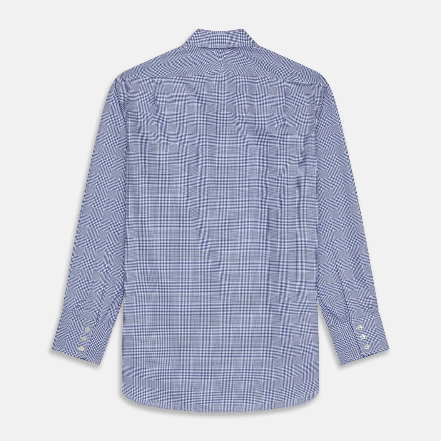 Blue Check Shirt with T&A Collar and 3-Button Cuffs