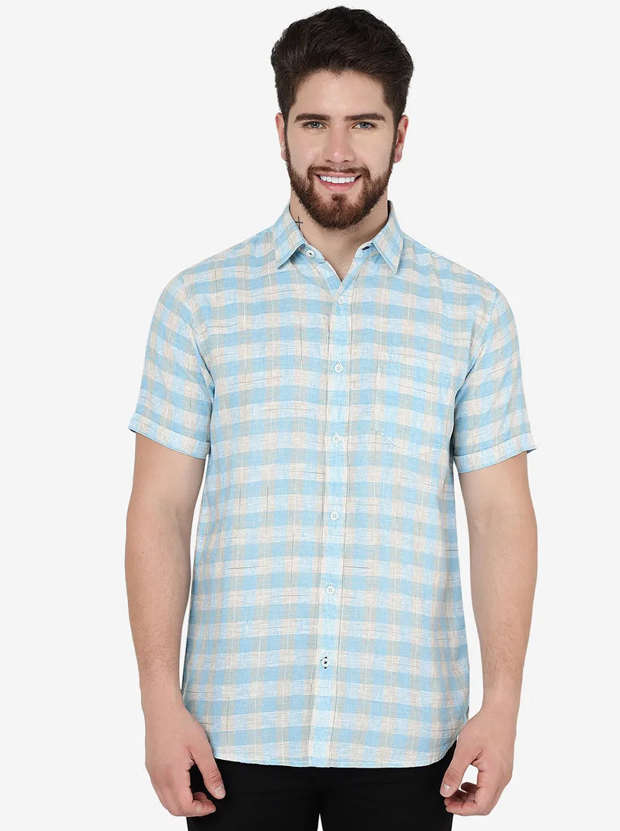 Bonnie Blue Checked Slim Fit Casual Shirt | JadeBlue