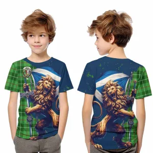 Boyle Tartan Family Crest Kid T-Shirt with Scottish Majestic Lion