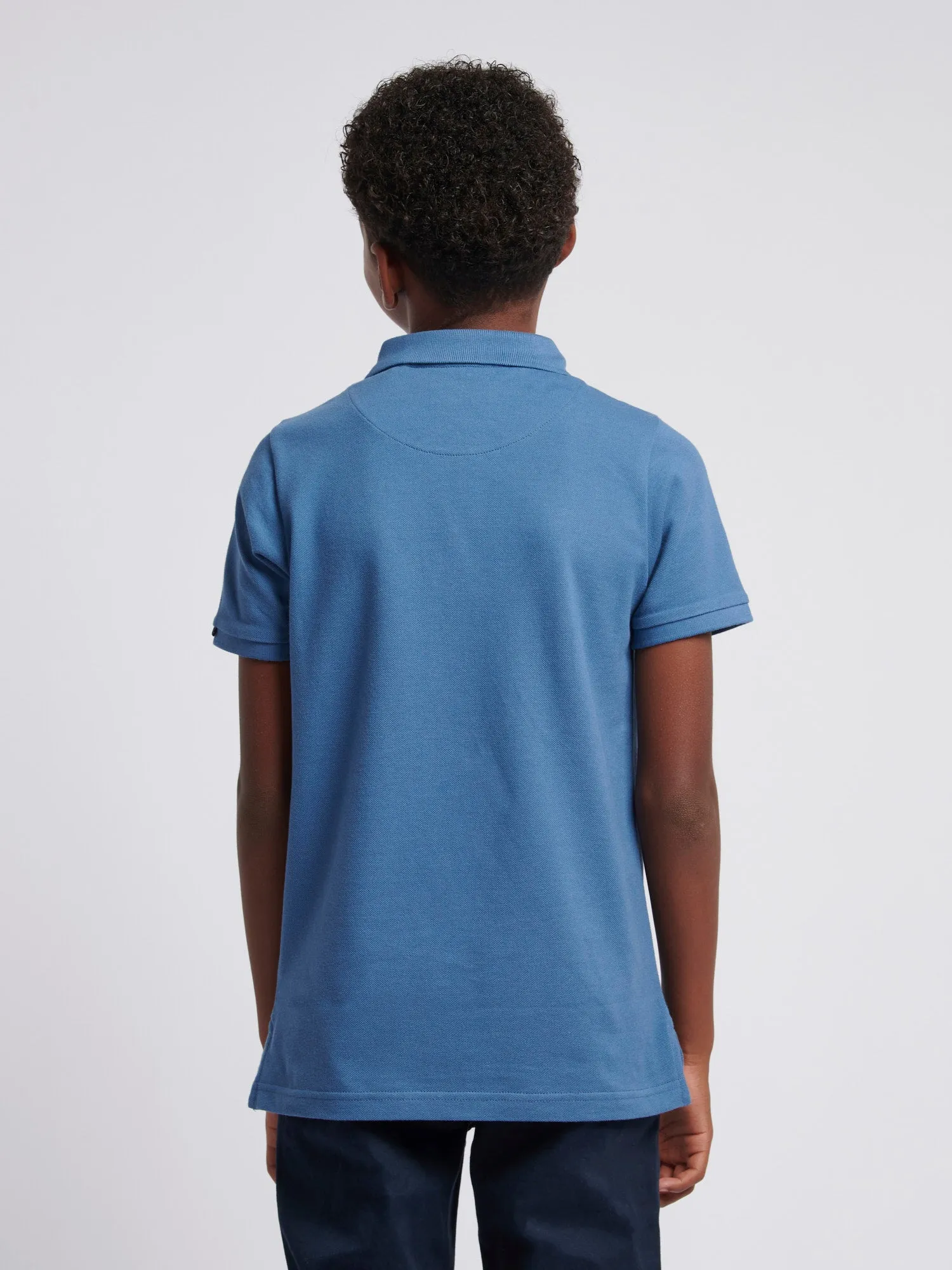 Boys Double Horsemen Polo Shirt in Blue Horizon