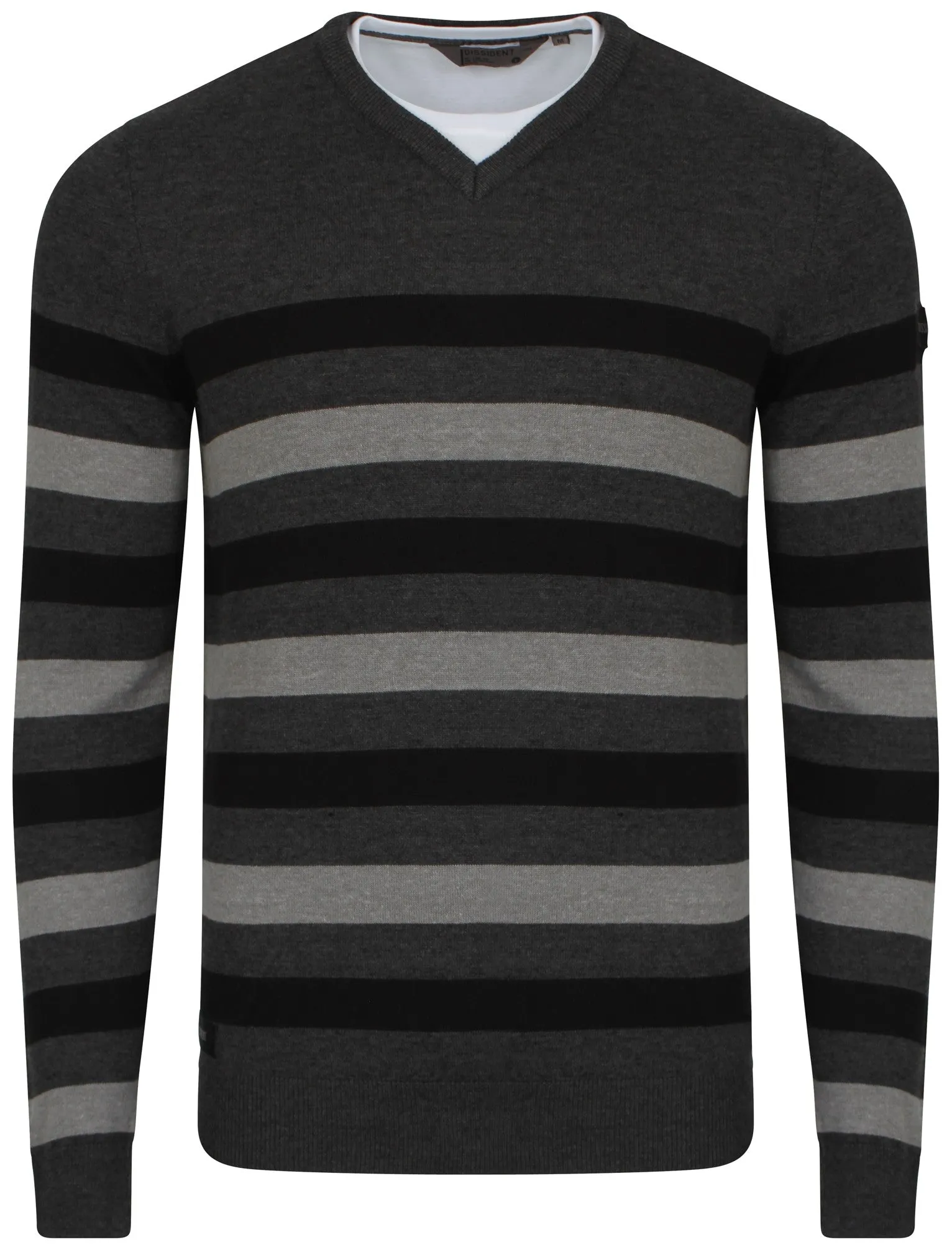 Breton V-neck stripe jumper in charcoal - Dissident