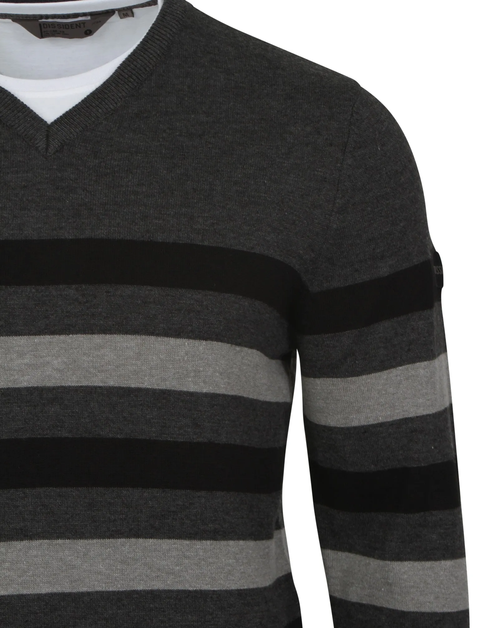 Breton V-neck stripe jumper in charcoal - Dissident