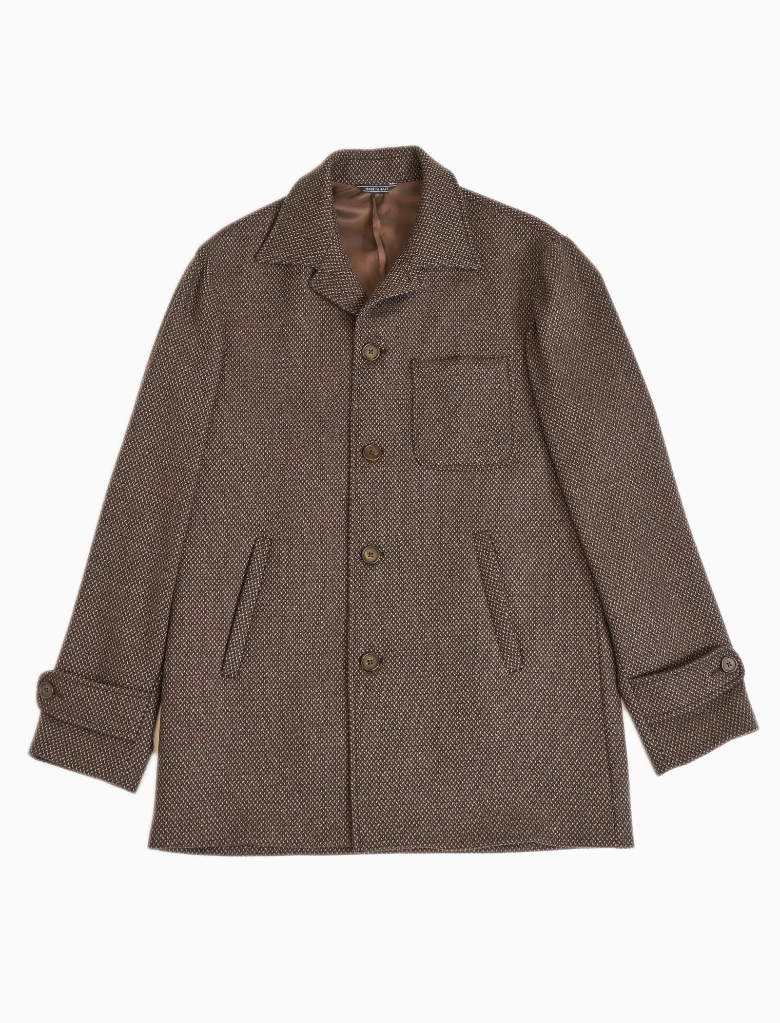 Brown Dashed Wool Overcoat