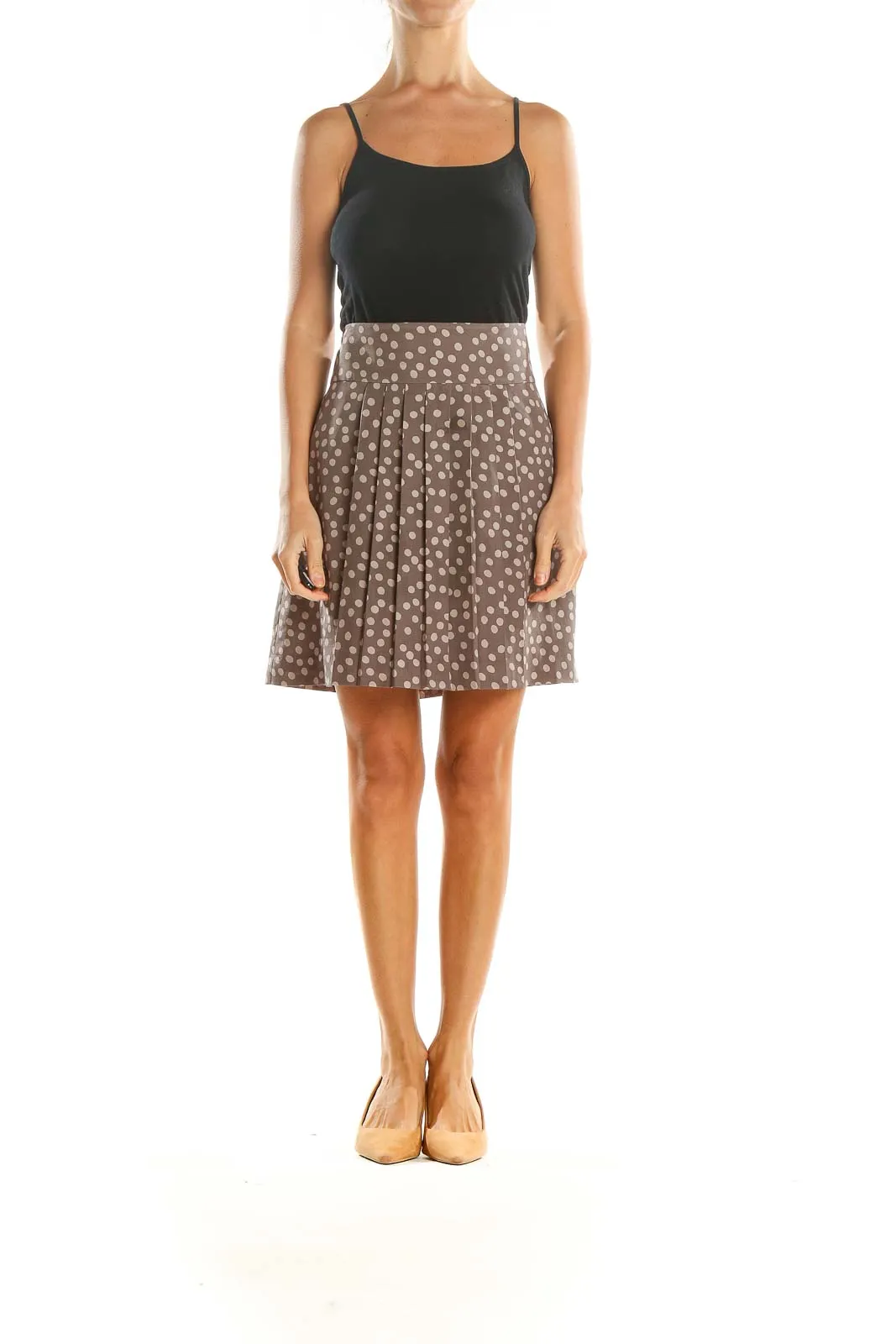 Brown Polka Dot Chic Flared Skirt