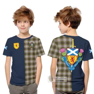 Buchanan Dress Tartan Kid T-Shirt Alba with Scottish Lion Royal Arm Half Style