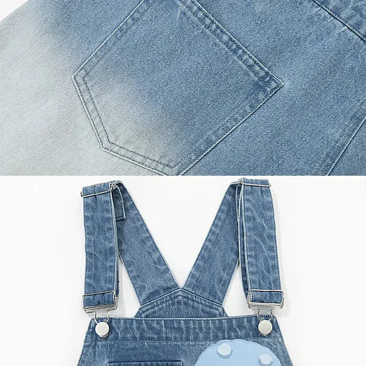 Cartoon Charm: Best Friends Denim Overalls