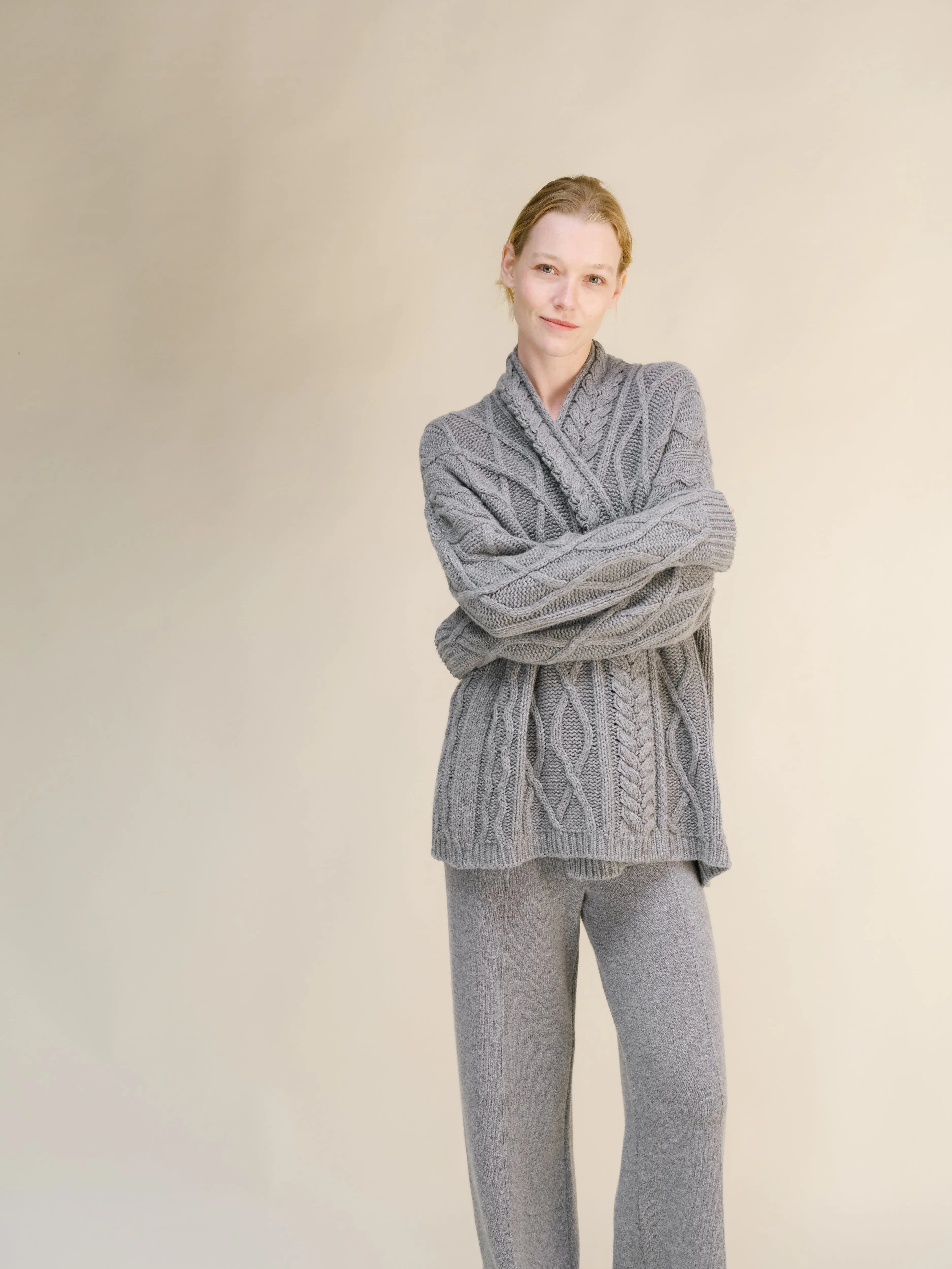 Cashmere Mix Aran Cardigan