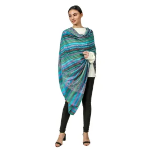 Cashmere Pashmina Shawl Embroidered (Stripe)