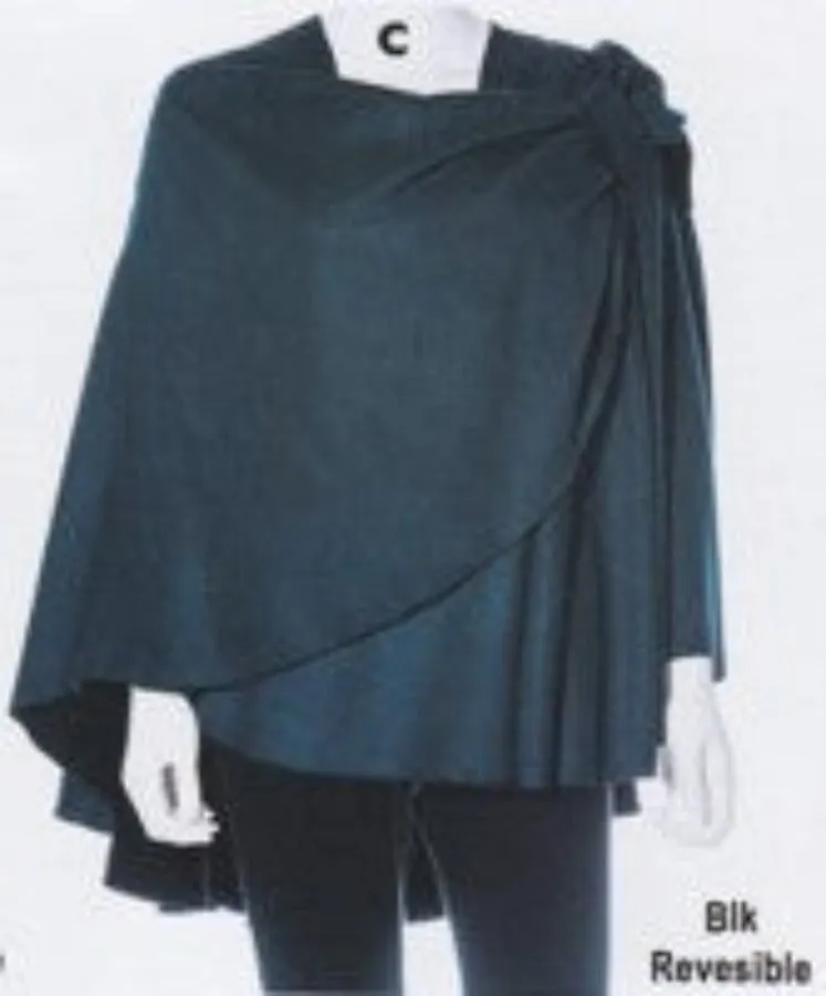 Cashmere Reversible Buckle Cape Shawl Solid Colors